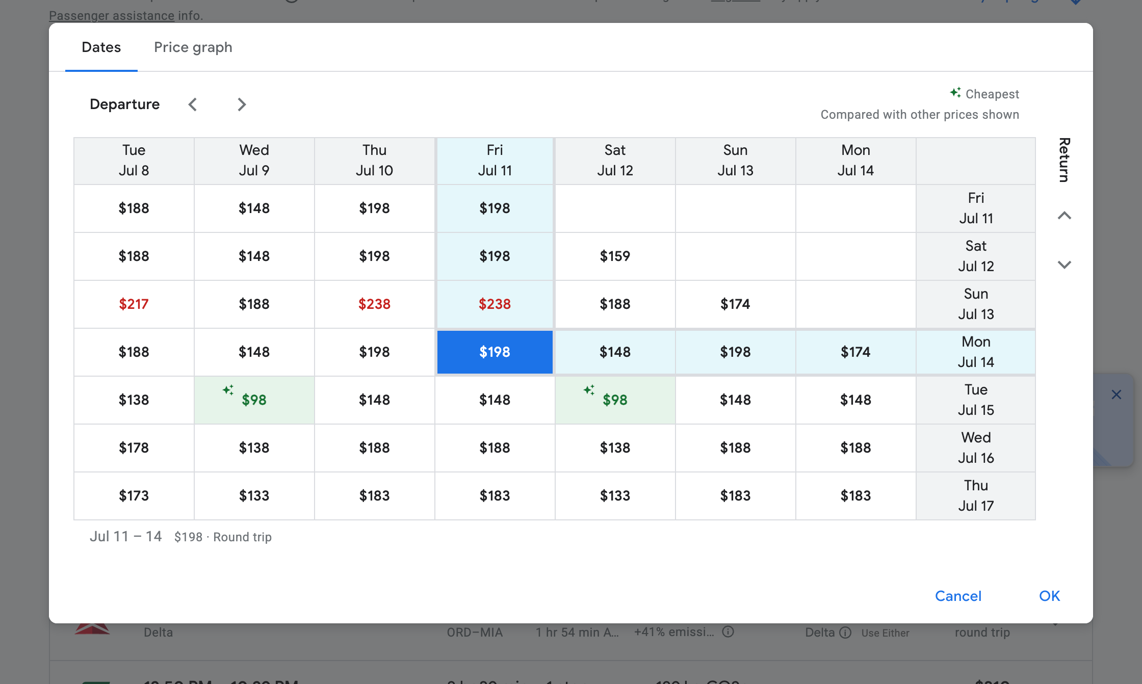 Search for trip to Miami in July. GOOGLE FLIGHTS